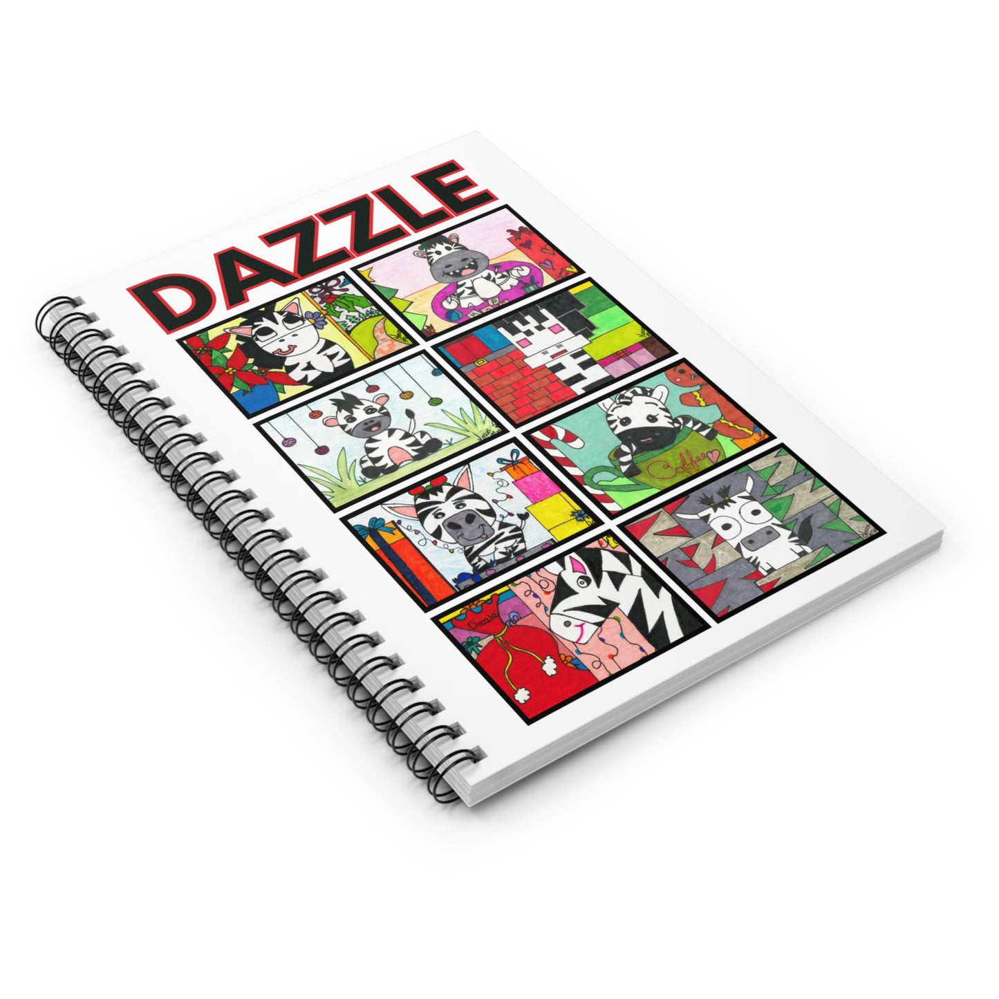 Zebra Dazzle Holiday: Spiral Notebook (Ruled Line)