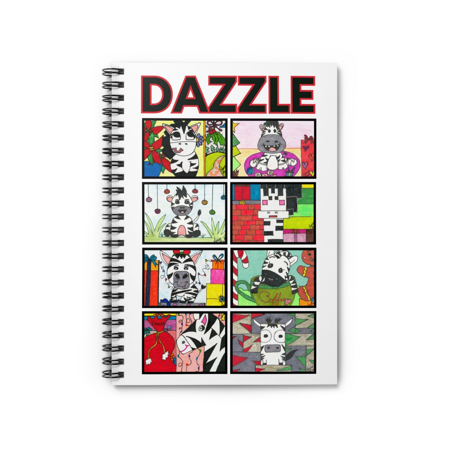 Zebra Dazzle Holiday: Spiral Notebook (Ruled Line)