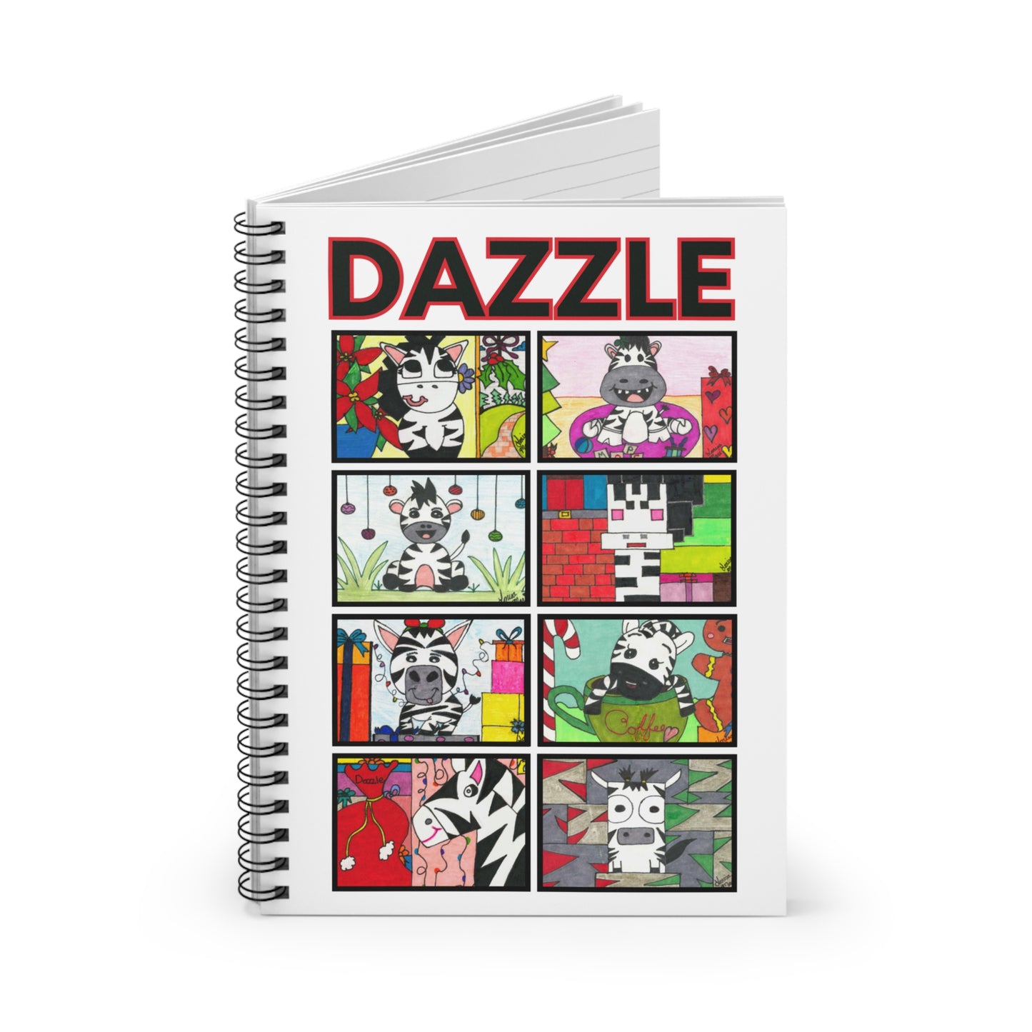Zebra Dazzle Holiday: Spiral Notebook (Ruled Line)