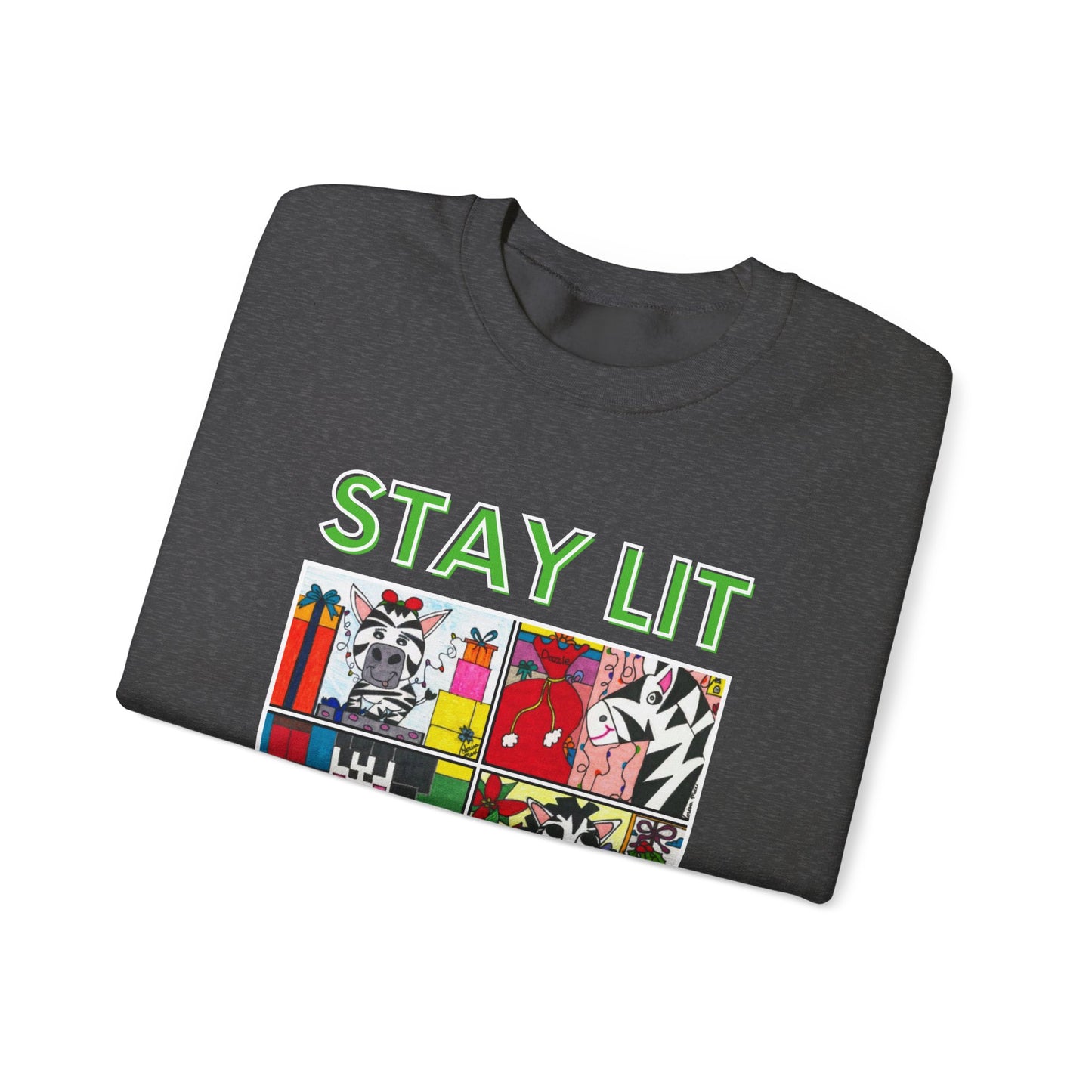 Stay Lit Holiday Zebra- Unisex Heavy Blend™ Crewneck Sweatshirt