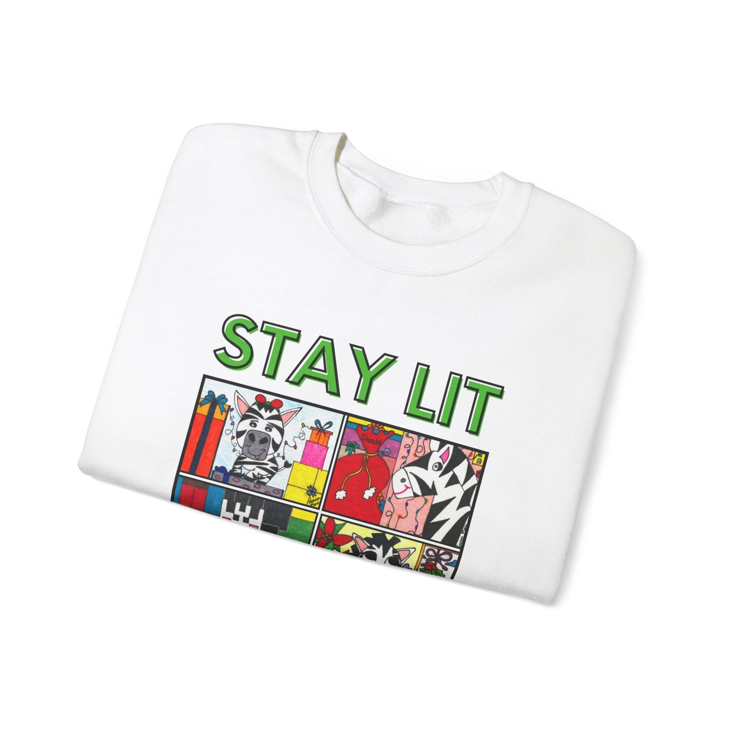 Stay Lit Holiday Zebra- Unisex Heavy Blend™ Crewneck Sweatshirt