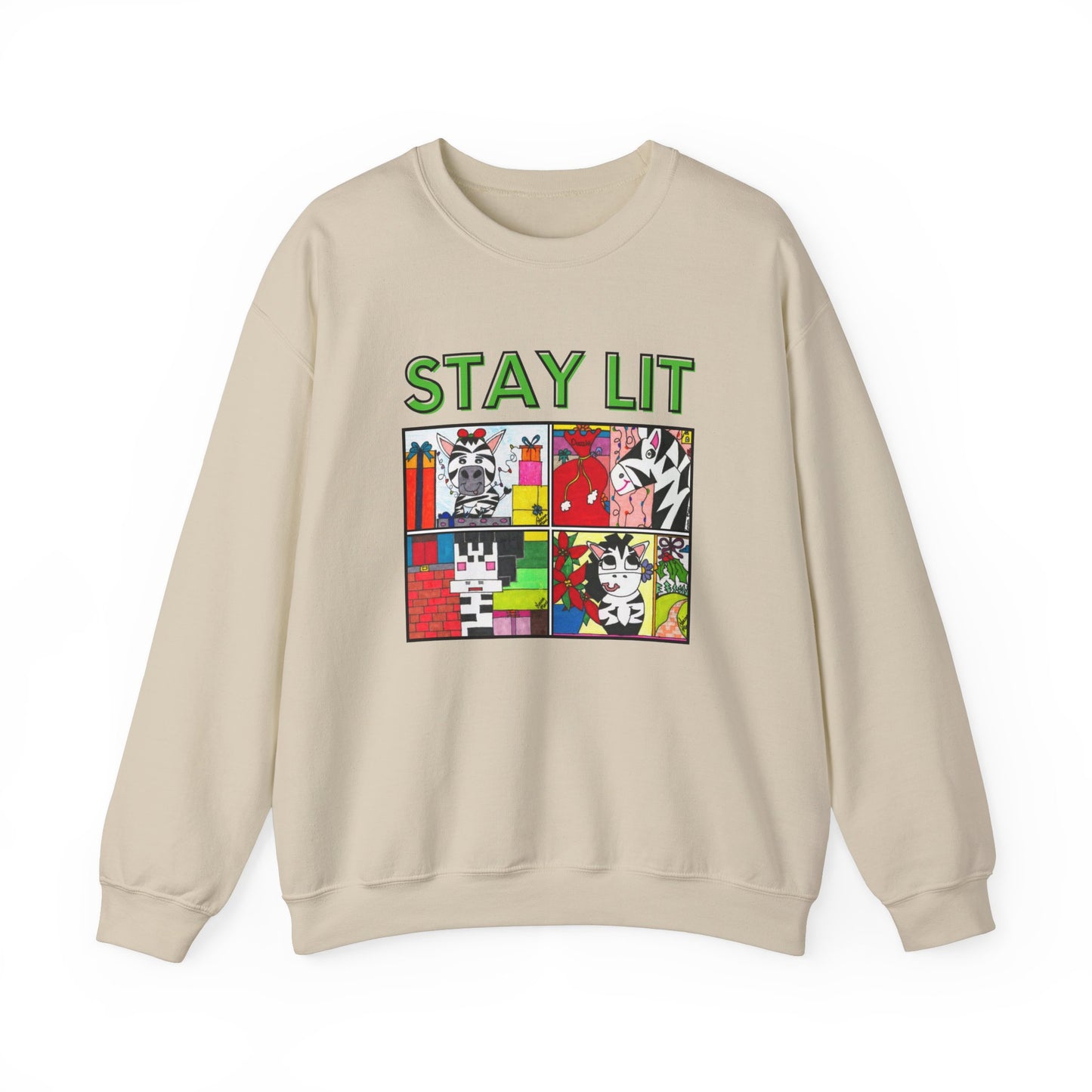 Stay Lit Holiday Zebra- Unisex Heavy Blend™ Crewneck Sweatshirt